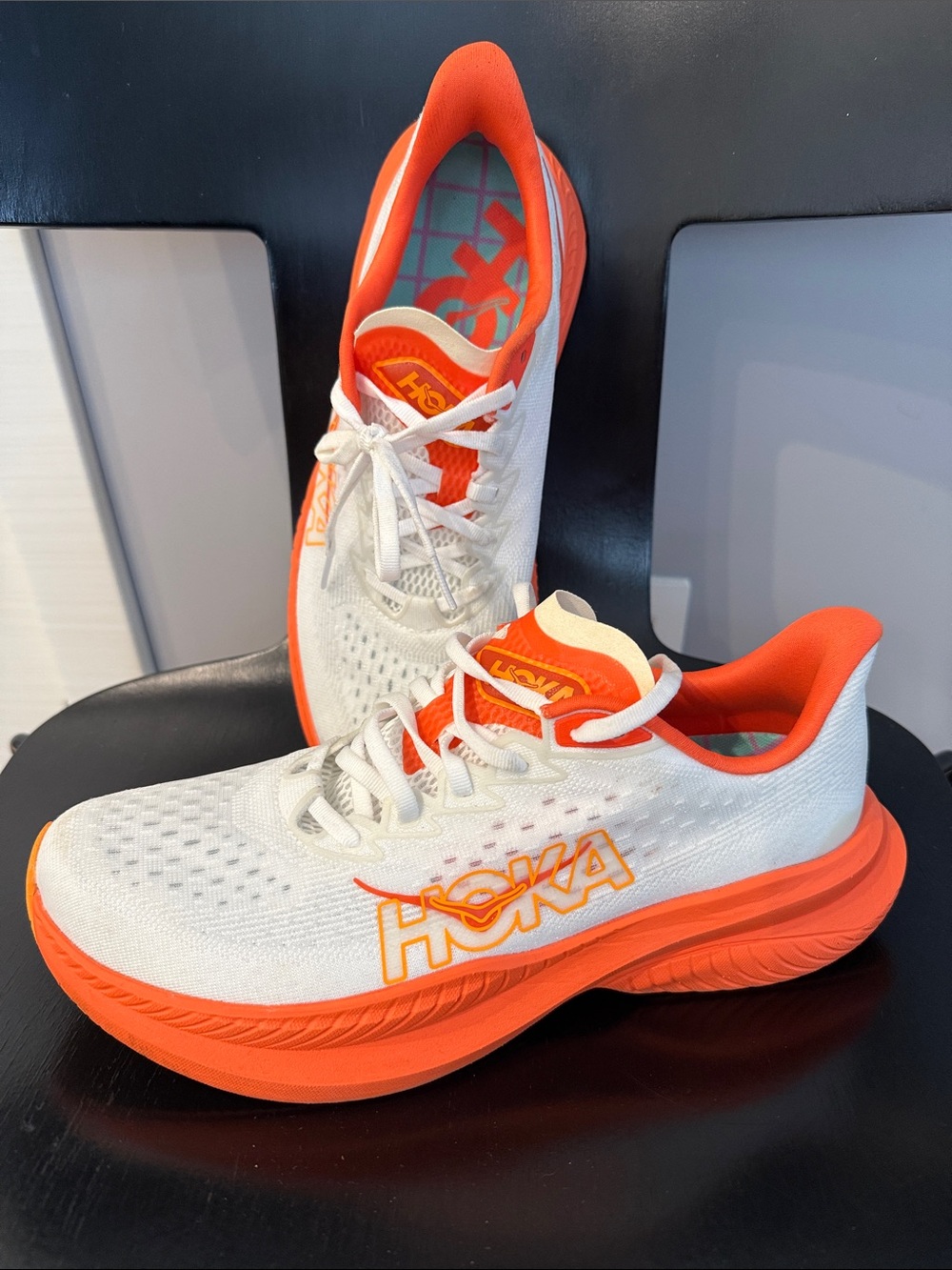 HOKA Men’s Running Shoe - White & Orange Knicks
